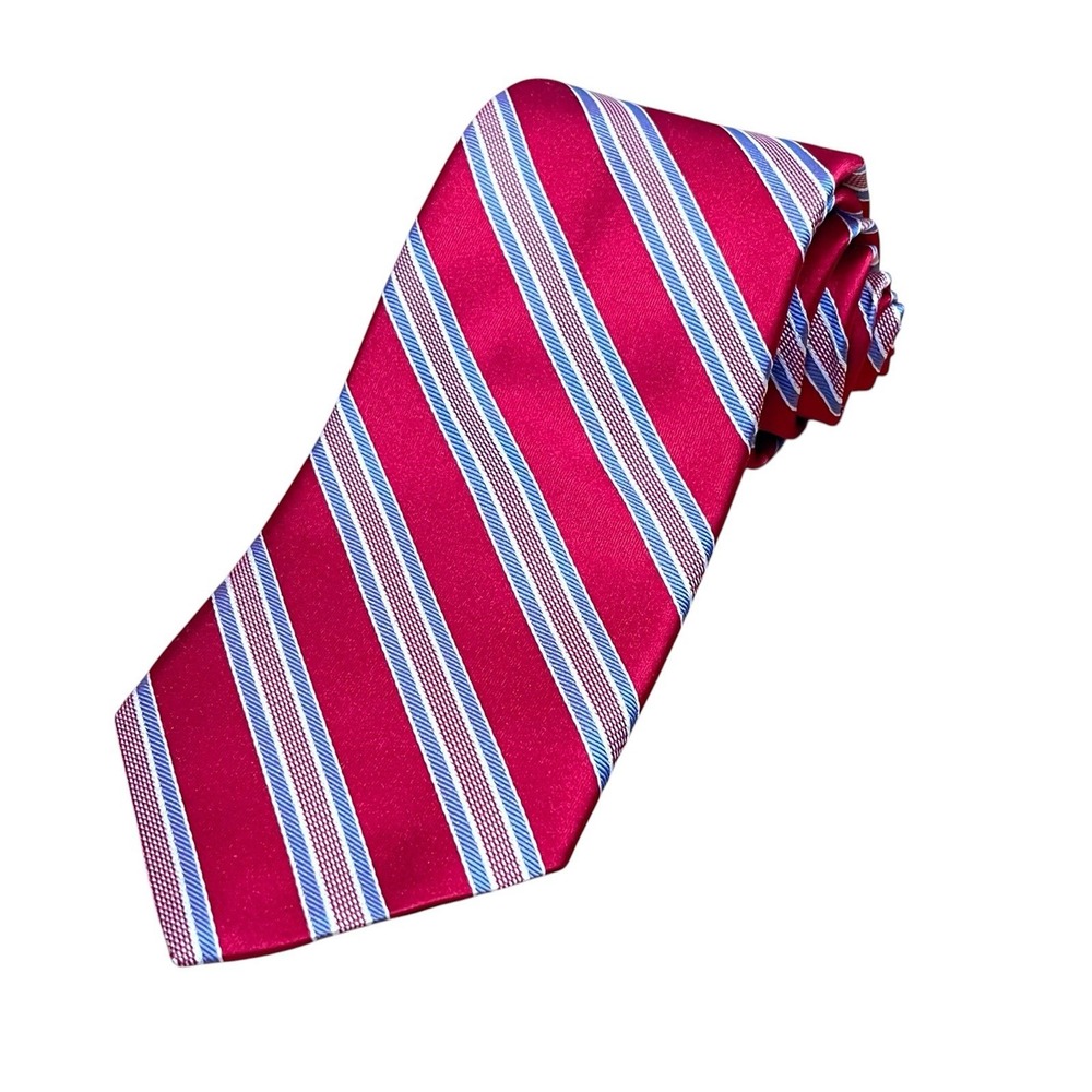 Brooks Brothers 346 100% Silk Necktie Red Diagonal Striped Classic Preppy